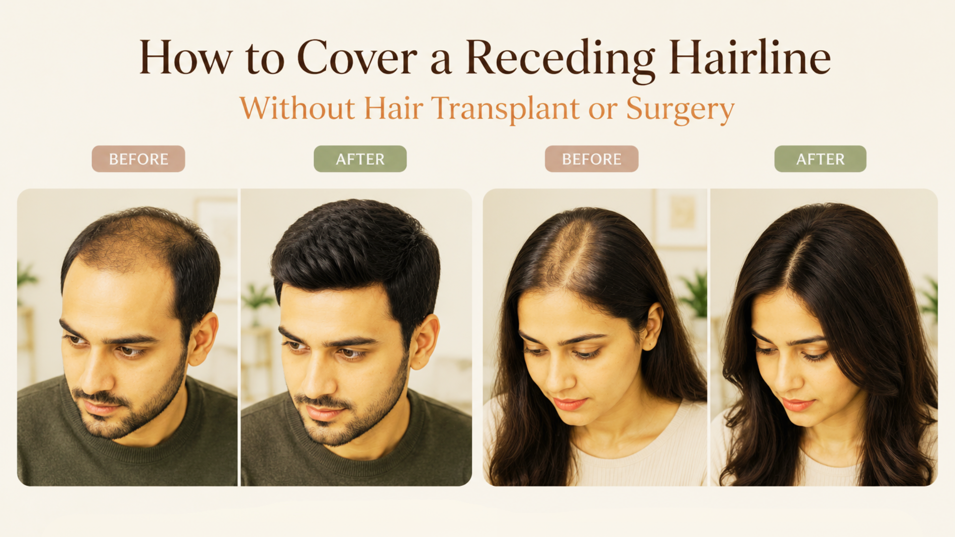 How to cover receding hairline without hair transplant?