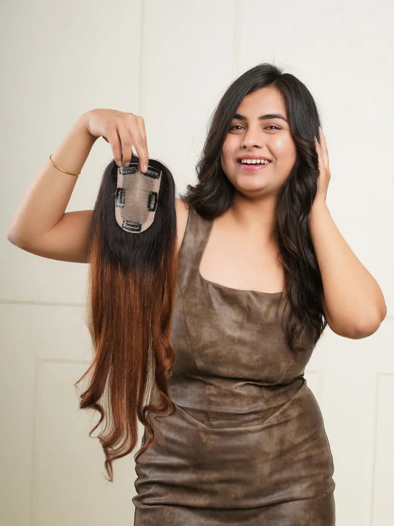 hair topper with highlights