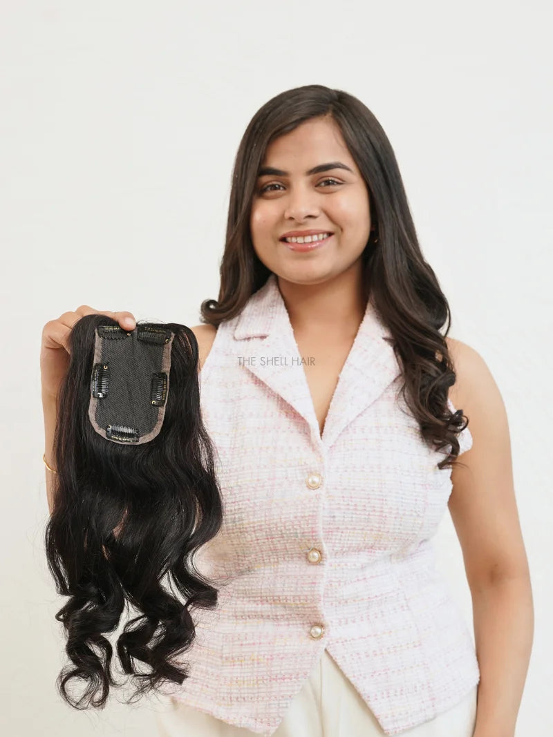 First image of 3x5 lace hair topper, Shop black lace hair topper for women near me, Buy human hair topper for women online, Shop backcomb hair topper for women online