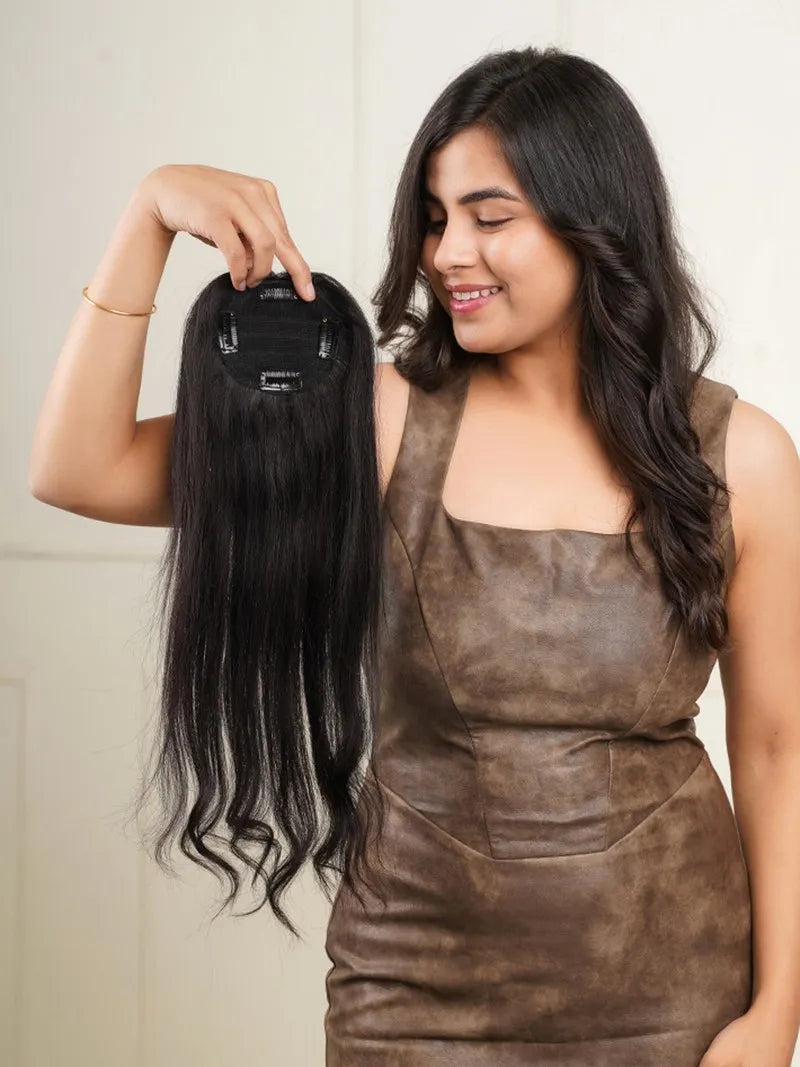 Backcombed human hair topper