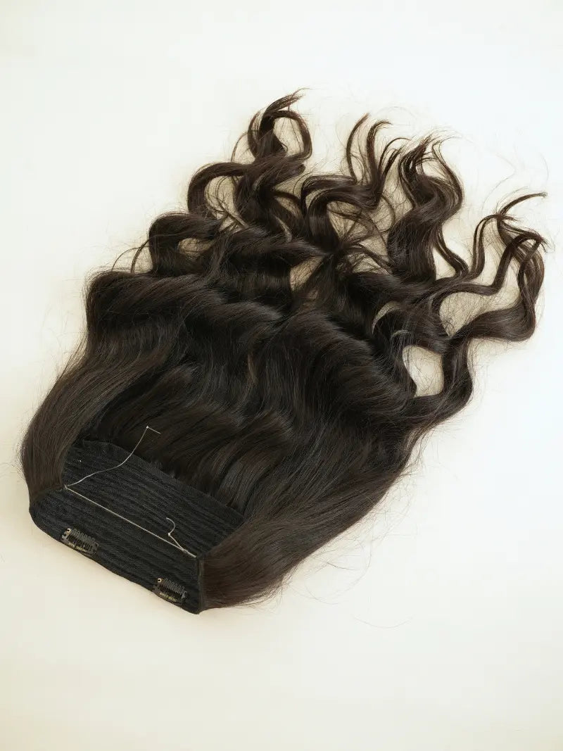 Last image of halo hair extensions for women