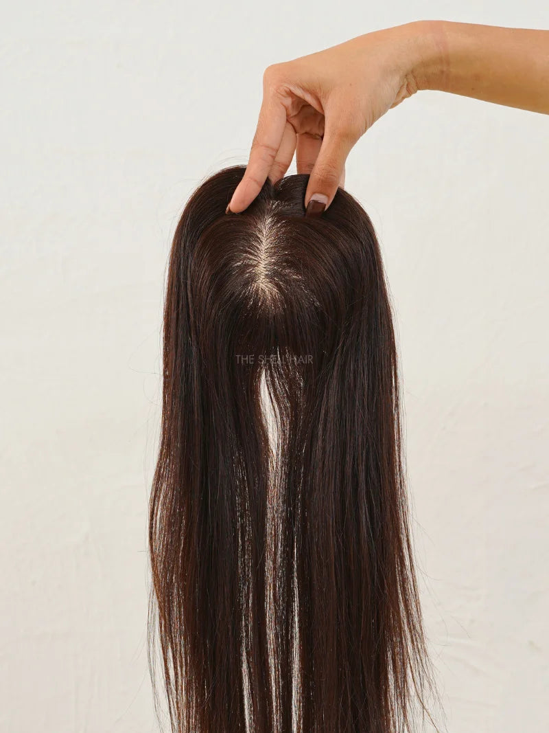 Buy bio base hair topper for women, 100% Human hair extensions for women, Shop hair topper for thinning, Buy scalp topper for women