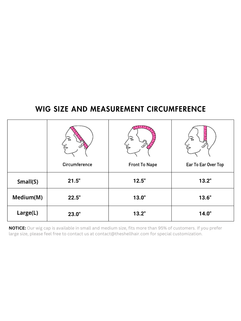 Nish hair wig head size measurement