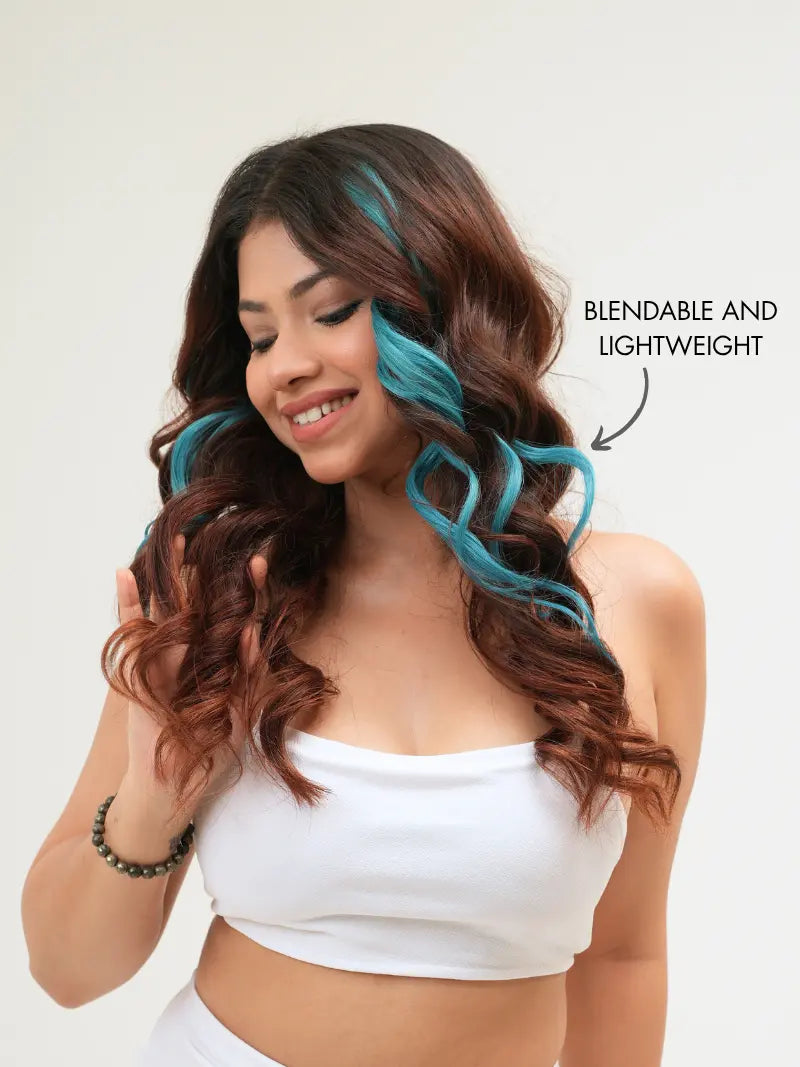 Clip in blue hair streaks for women online
