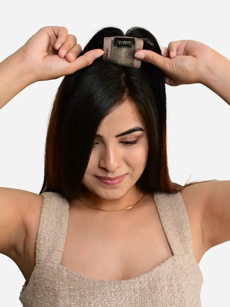 Premium Human Hair Topper 2.5x3.5 Ombre Silk Hair Topper - Balayage Highlights for women