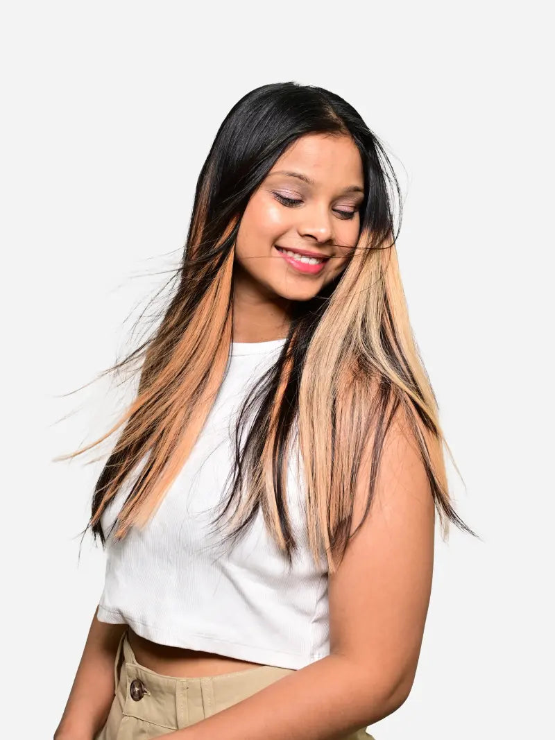 Rose gold clip in streaks