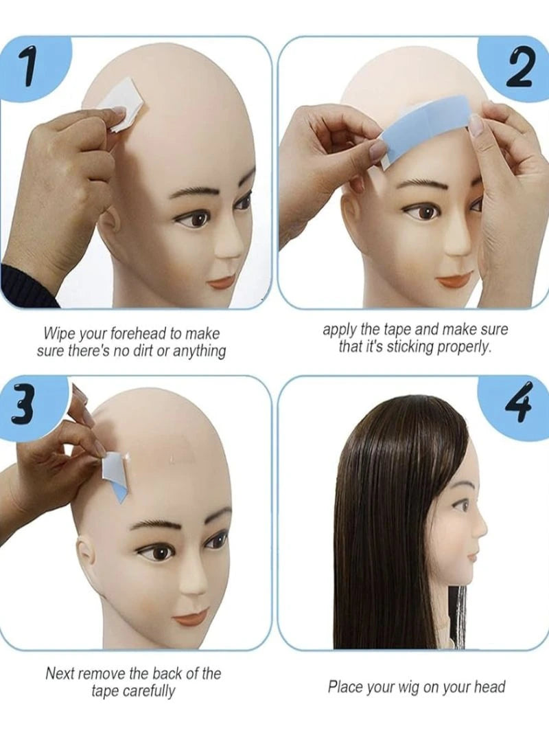 How to wear wig tape, how to apple wig tape, best wig tape online, waterproof wig tape online, wig adhesive, hair wig tape, waterproof double sided hair tape