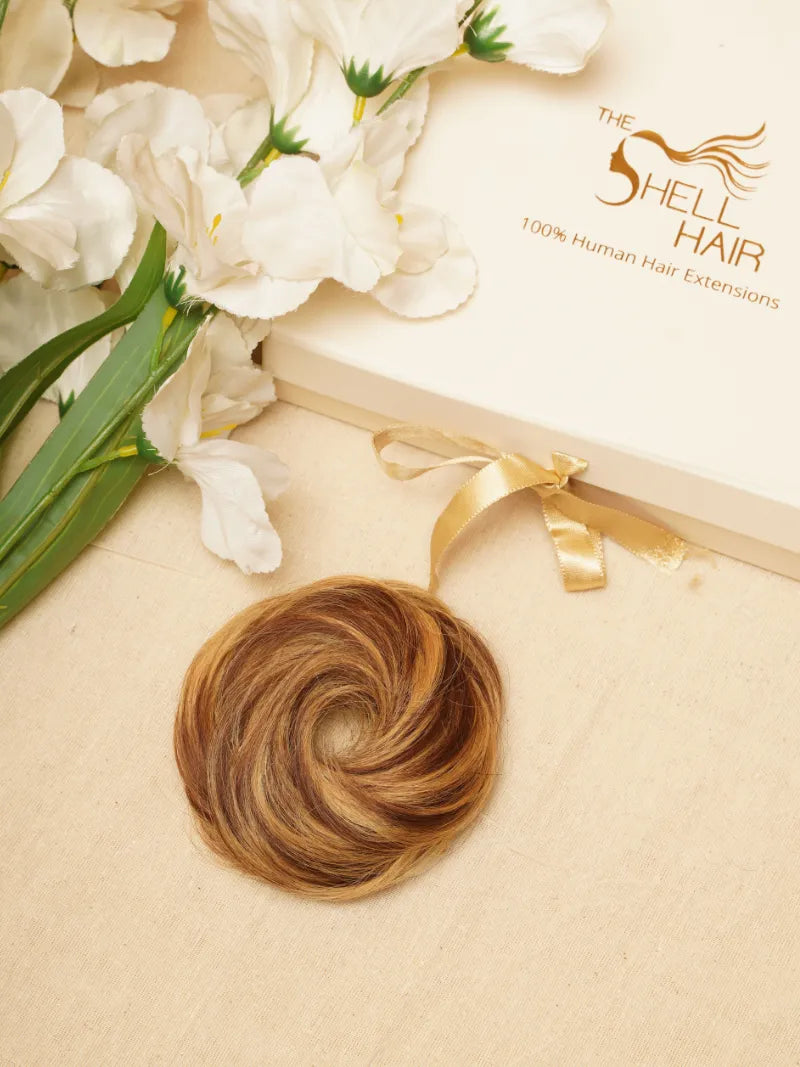 Shop Hair bun extensions online golden brown color
