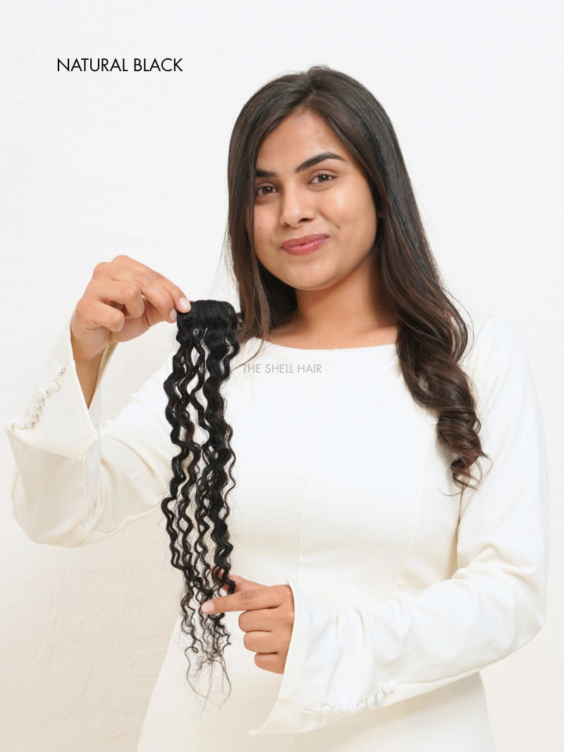 Buy curly invisible cover up patches for natural volume, Shop curly hair patch for women online, Buy curly and wavy hair extensions for women online