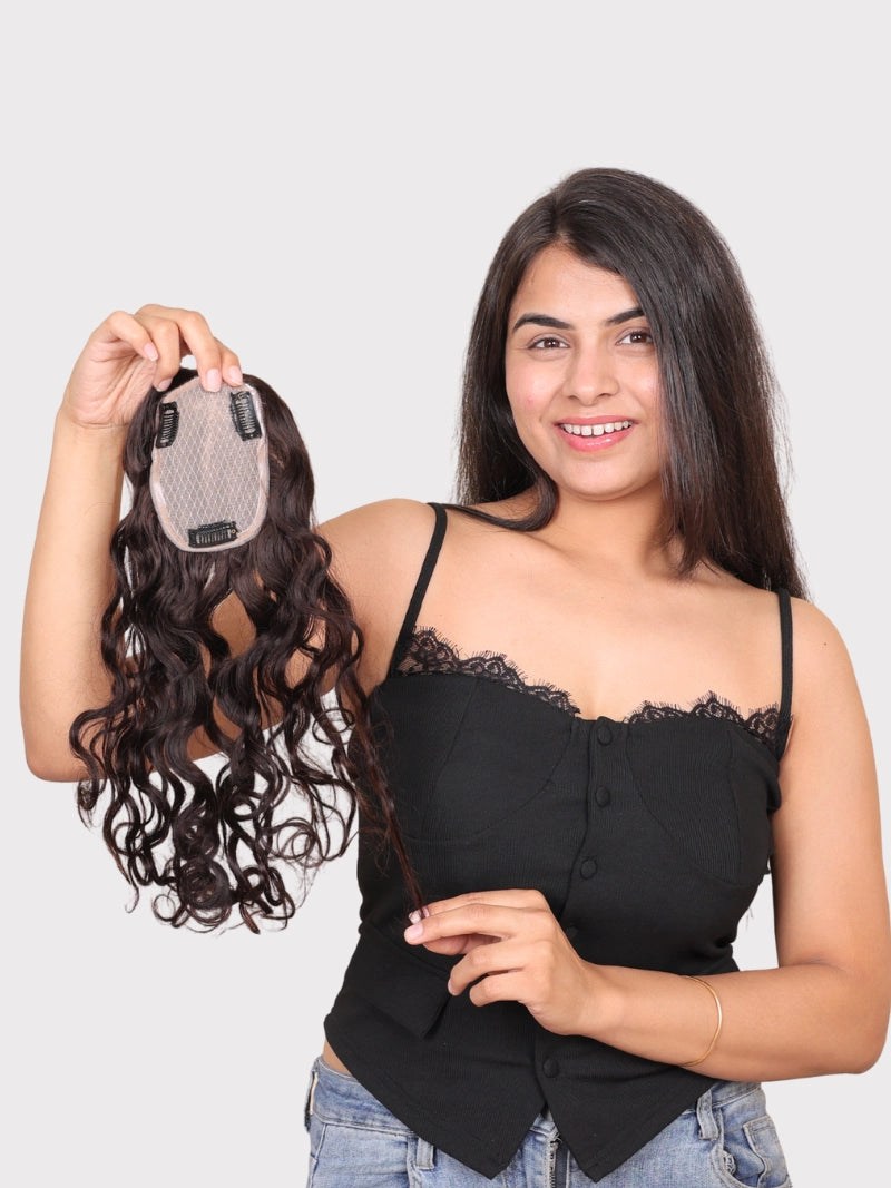 First image of silk hair topper in curly texture