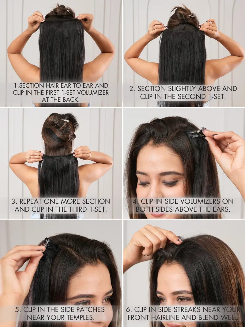 Seven Set Clip In Extensions - Straight Texture