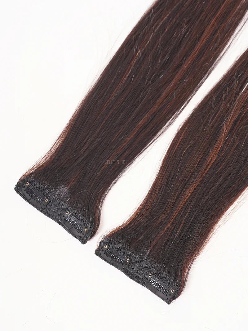 First image of two set clip in volumizer with highlights for women online, Shop side hair extensions for highlighted hair, Buy side patches with highlights for girls and women online