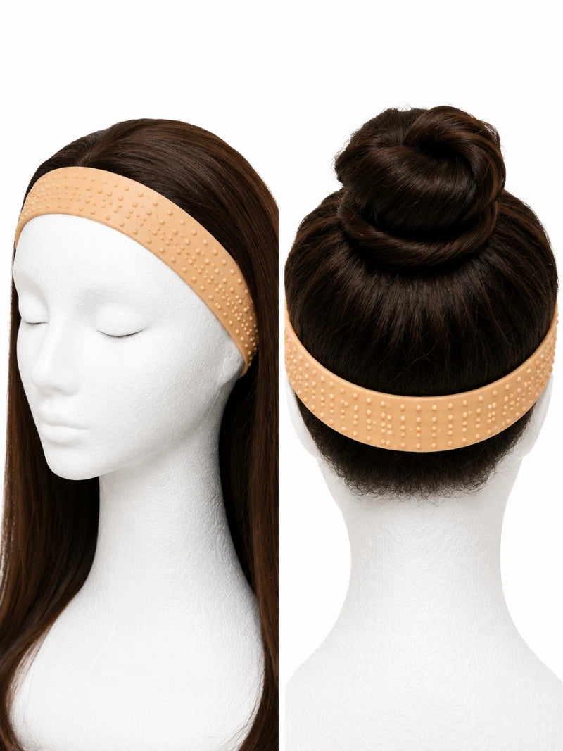 Silicone wig grip without clips or glue — adjustable headband