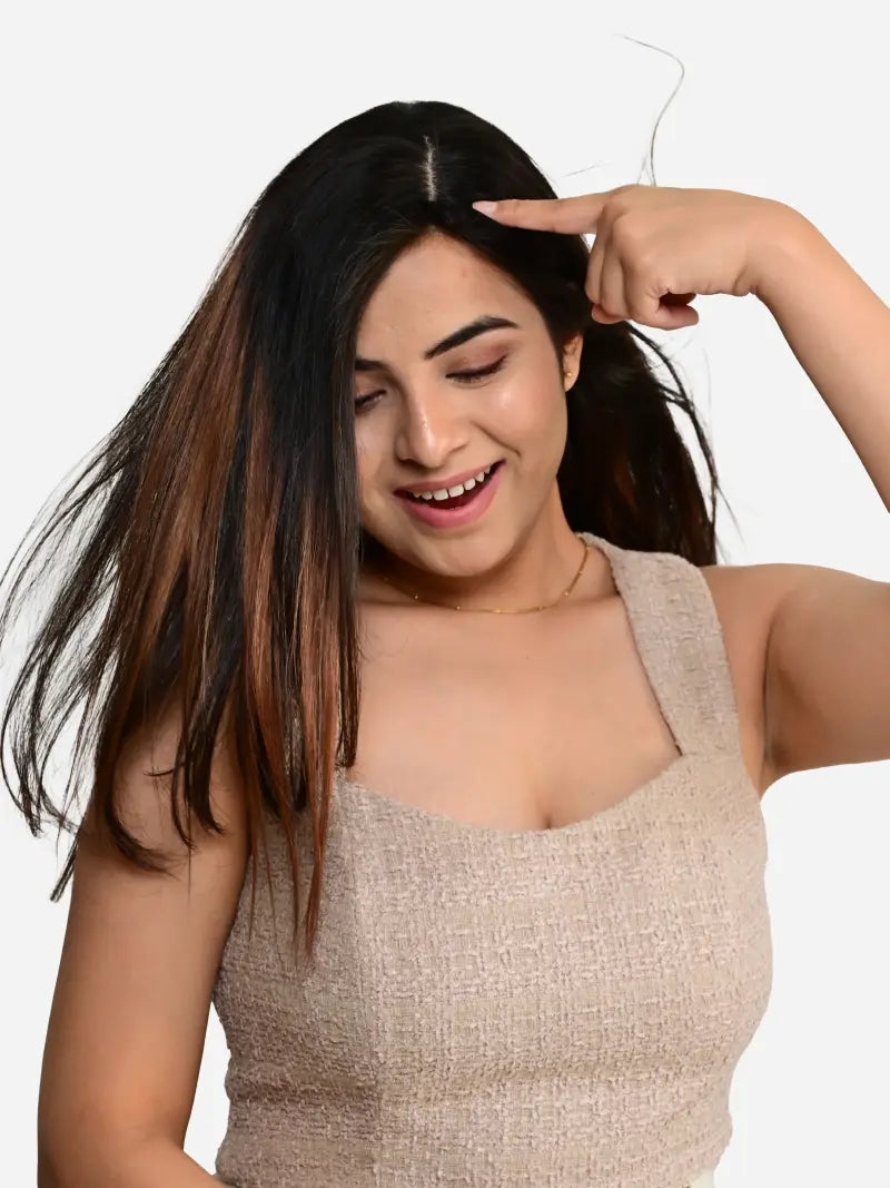 best hair topper in india with brown highlights