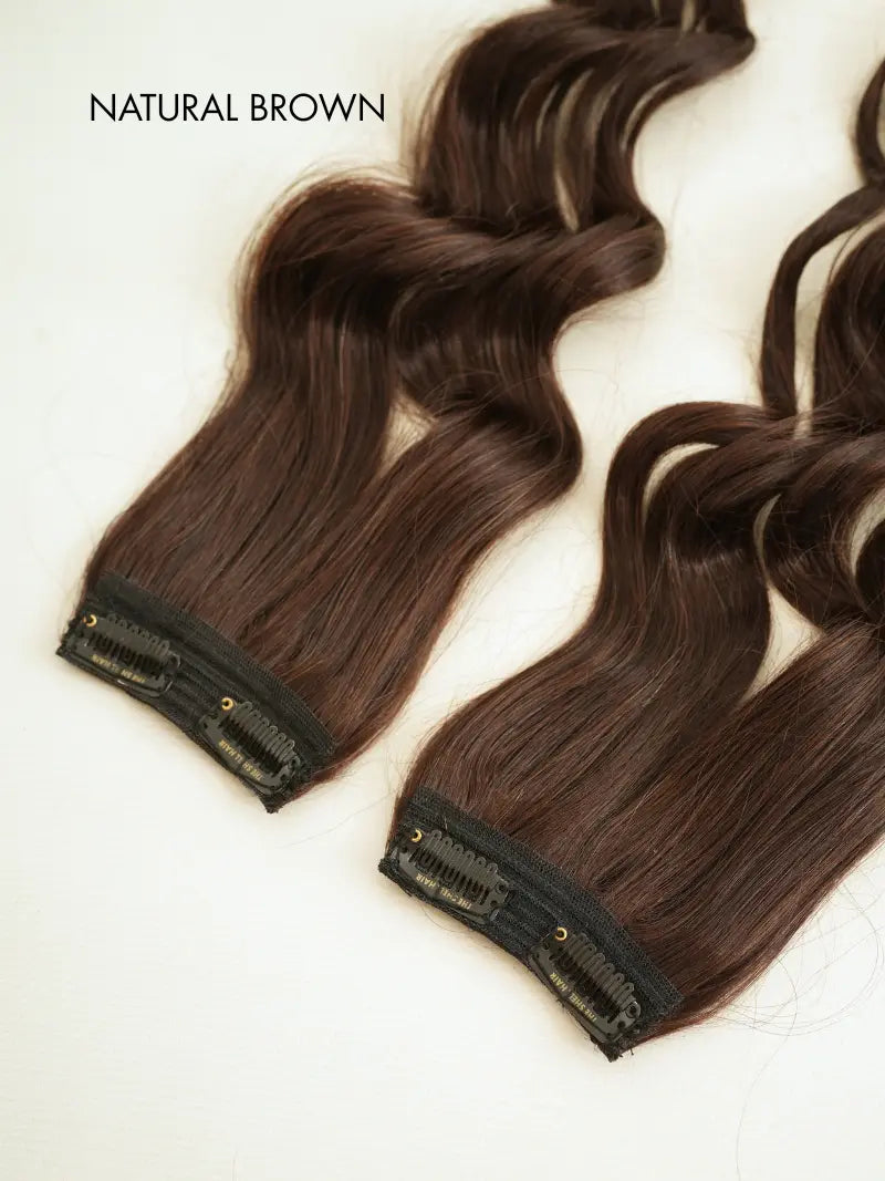 Brown clip in side patches for women