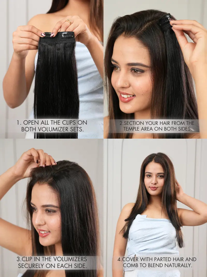 Steps to wear clip in hair volumizers