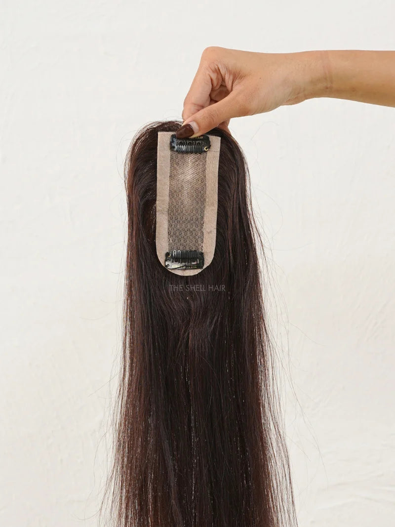 Buy silk hair topper for brown hair online, Shop silk base topper for women near me, Silk topper hair extensions for women, 100% human hair extensions for women
