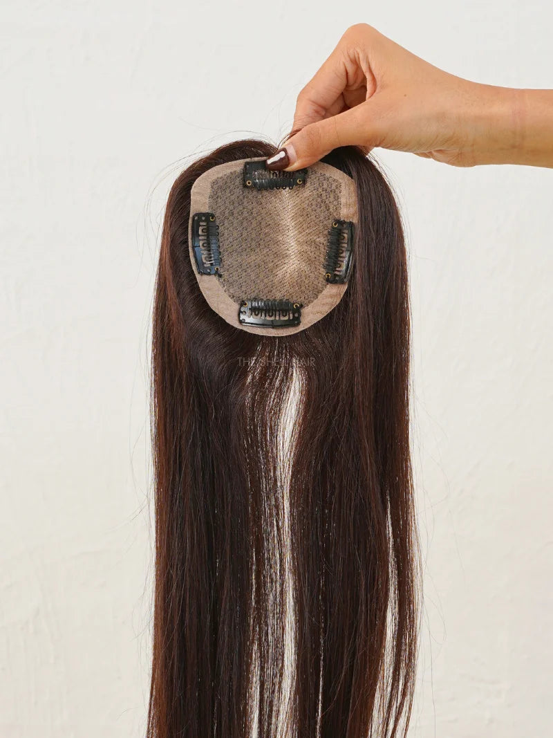 Buy silk base hair topper for women online, Shop scalp topper for women, Buy human hair topper for women online