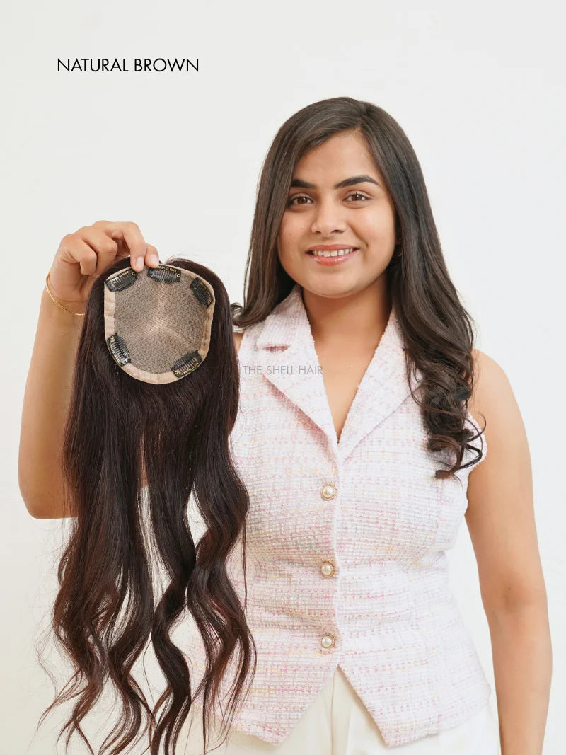 Buy human hair topper for women online, Shop silk based hair topper for ladies, Buy hair toupee for women online, Buy hair wiglet for women online, Shop 100% human hair topper for girls near me