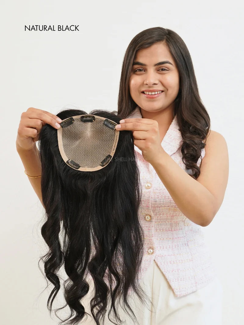 Buy silk crown hair topper for women online, Buy parting hair topper for women online, Shop hair topper at best price, Hair extensions India