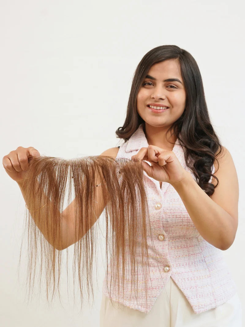 Buy lace base hairline topper for blonde hair online, Buy front hairline topper for receding hairline, Shop hairline topper for blonde hair, Buy clipless halo topper for blonde hair, Shop hair band topper for blonde hair online