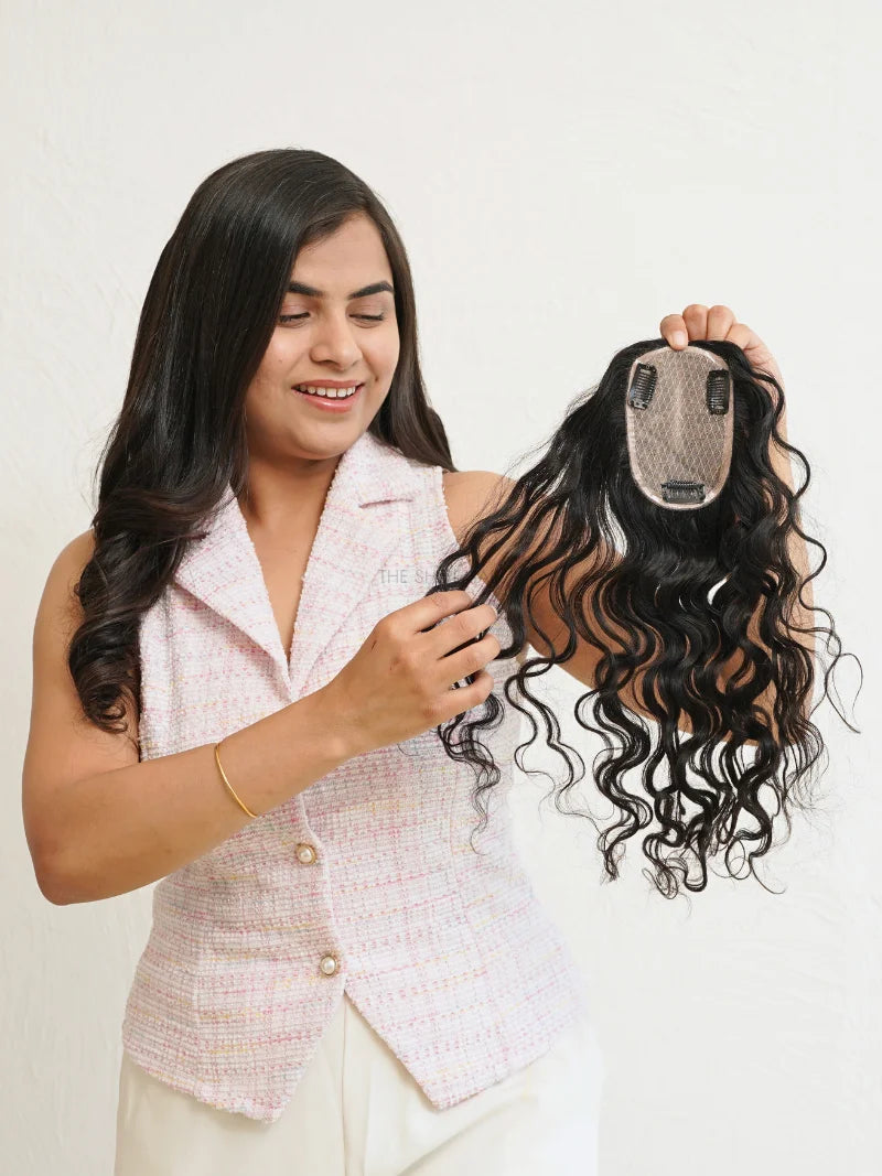 Buy silk base hair topper for curly hair online, Shop natural looking hair topper for curly hair