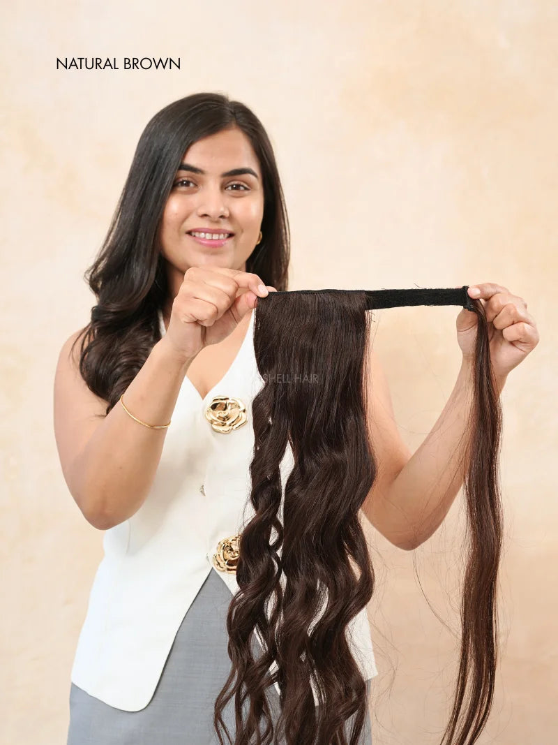 Buy clip in ponytail hair extensions for ladies online, Shop wrap around ponytail extensions for ladies near me