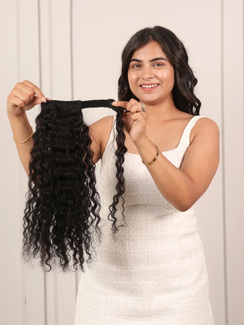 Best curly ponytail extension for women online at best prices, Shop ponytail extensions for curly hair online, Buy ponytail extension for thin curly hair