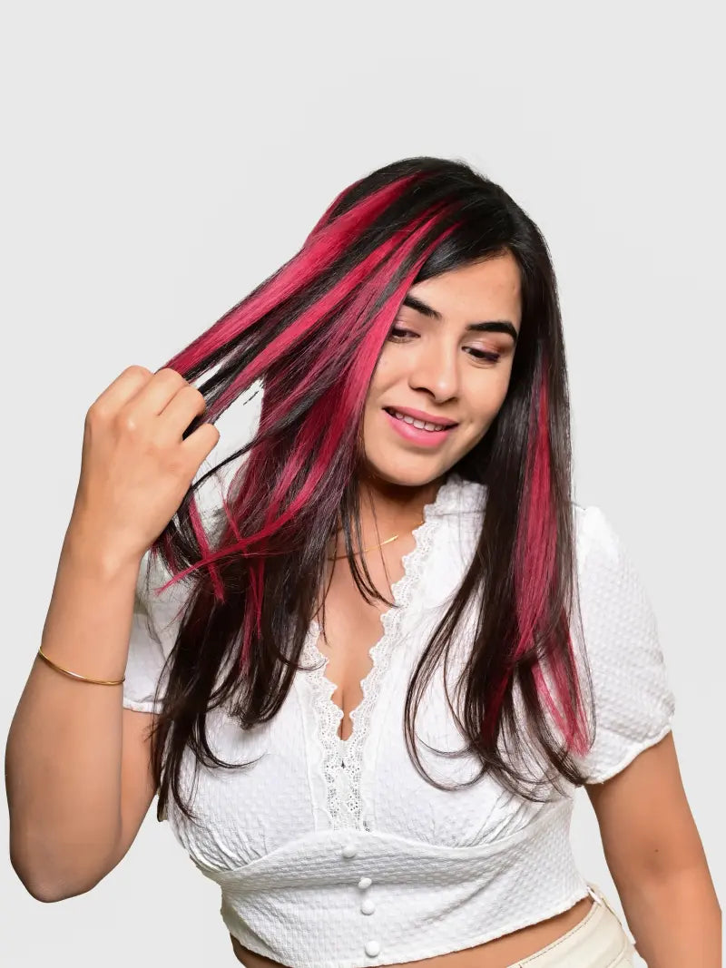 Burgundy Streaks Best Coloured Hair Extensions Online