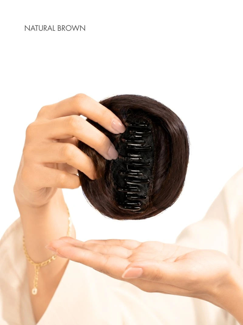 Hair bun clutcher for women online, claw clip bun, clip o bun, claw bun for women, hair bun for thin hair, hair bun for short hair, hair bun extensions for women, real human hair bun, natural looking hair bun for women, faux bun, unisex bun