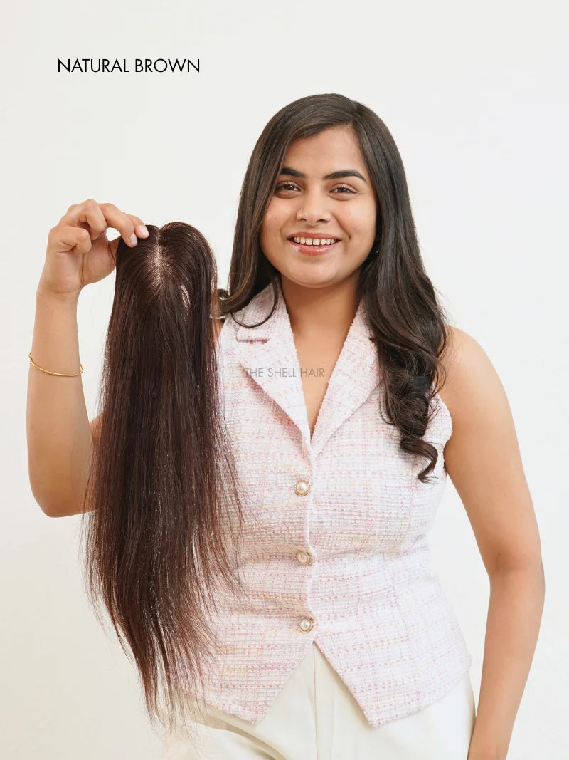 Buy hair topper for brown hair online, Shop human hair topper for women, Best quality human hair topper for women