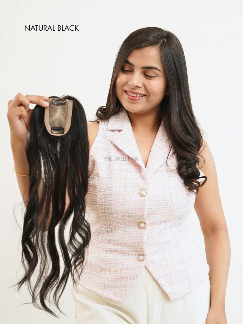 Buy silk topper for women, 100% human hair topper for women, Buy scalp topper for women near me, Shop silk base hair topper for thinning