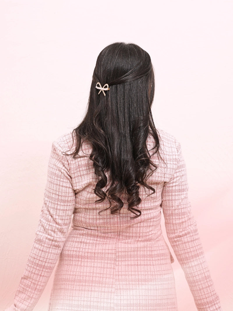 Last image of Bow hair clip for women, Buy bow shape hair pin for girls and women, Buy Korean hair clips for women, Buy Korean hair pins for girls