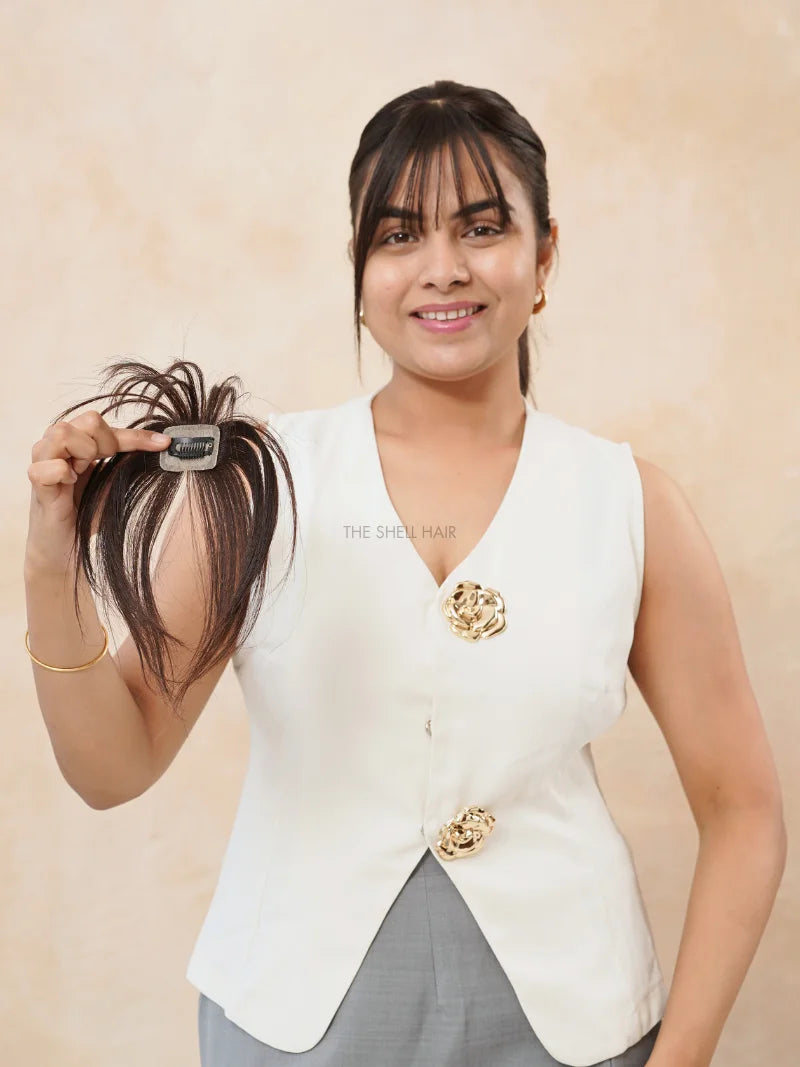 Buy tiny topper with bangs online, Shop hair topper with bangs, Buy smallest hair topper with bangs near me, Buy hair bangs extensions for girls online