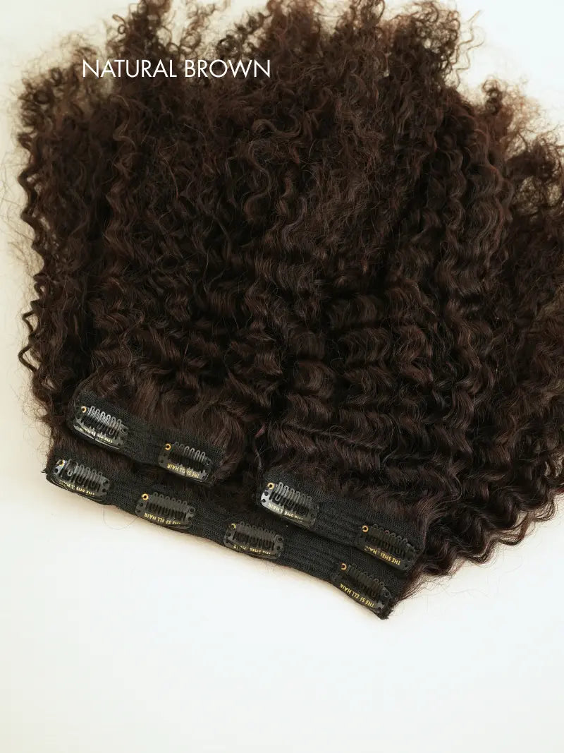 Brown curly clip in hair patches for women