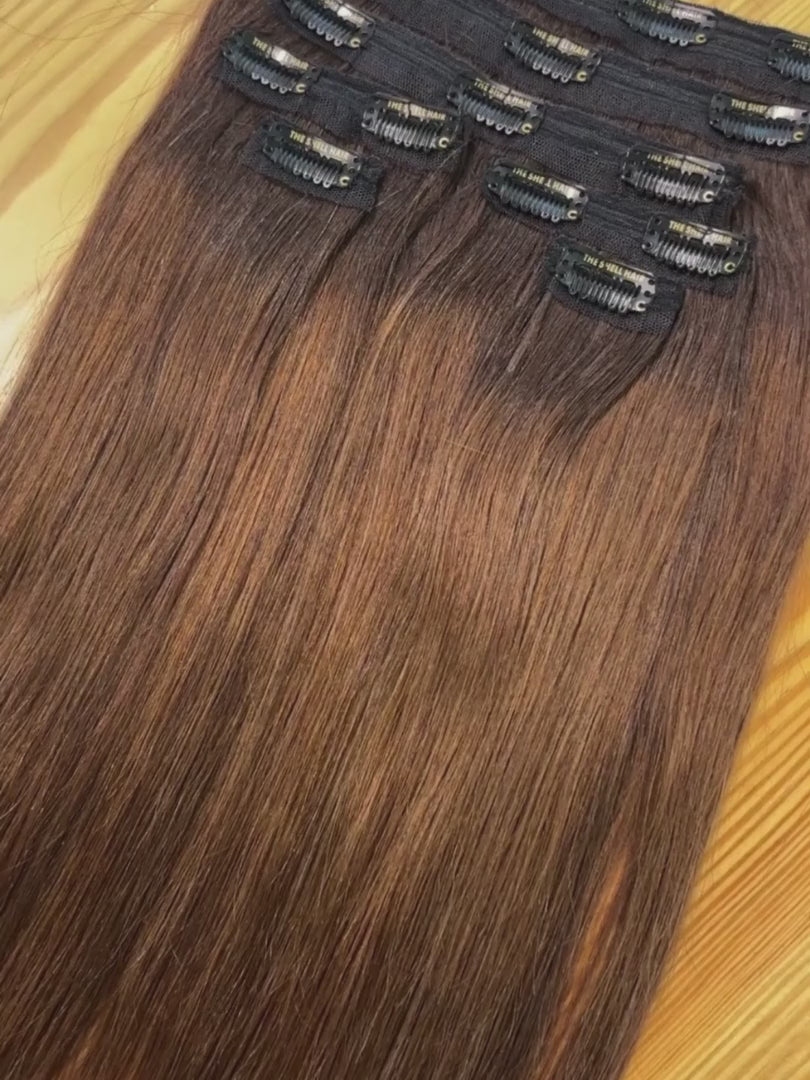 The Shell Hair Ombre 7 piece Clip in Human Hair Volumizer Extension