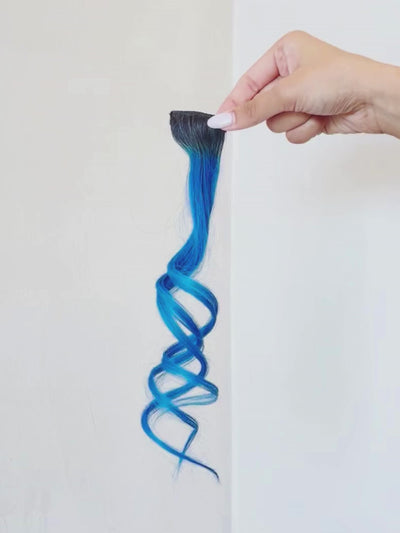 Buy clip in blue color streaks for  girls and women online, Buy blue color hair highlights for girls and women near me
