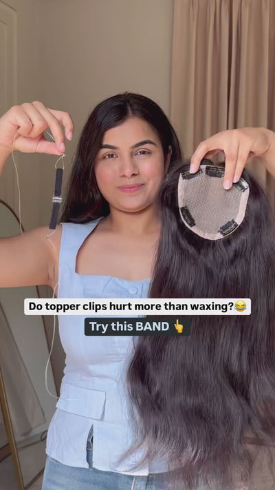 Buy clipless hair topper for women online, Shop band hair topper for women, Buy clipfree hair topper for girls and women near me