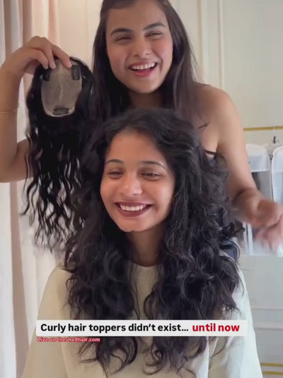 Buy silk hair topper for curly hair online, Hair solution for flat curly hair online, Buy hair topper for curly and wavy hair online
